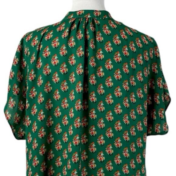 Cabi Blouse Popover V-neck Green Pink Multi Floral Print 3262 Women’s Size Large - Picture 9 of 11